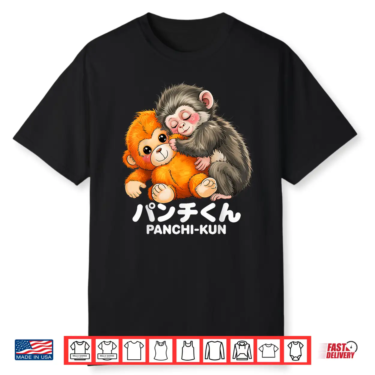 Panchi Kun Holding Plush Toy Baby Macaque Monkey Punch Shirt Panchi Kun Holding Plush Toy Baby Macaque Monkey Punch Shirt