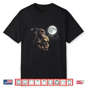 Punch Baby Monkey Toy And The Moon Graphic Tee Shirt