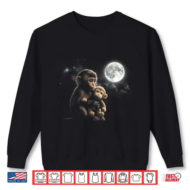 Sweatshirt Punch Baby Monkey Toy and The Moon Graphic Tee Shirt