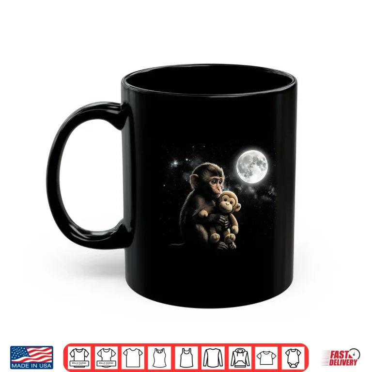 Mug Punch Baby Monkey Toy and The Moon Graphic Tee Shirt