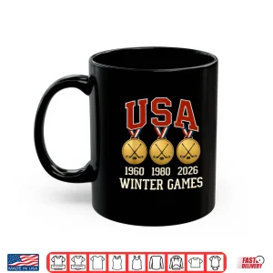 Mug Ice Hockey 2026 Sticks US Flag Patriotic Player Men Boys Kid Shirt