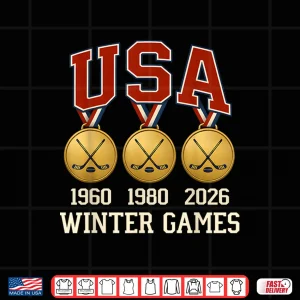 Design Ice Hockey 2026 Sticks US Flag Patriotic Player Men Boys Kid Shirt