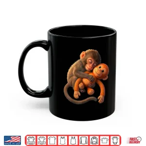 Mug Baby Monkey Punch Mama Monkey Toy Warm Hug Cute Meme Tees Shirt