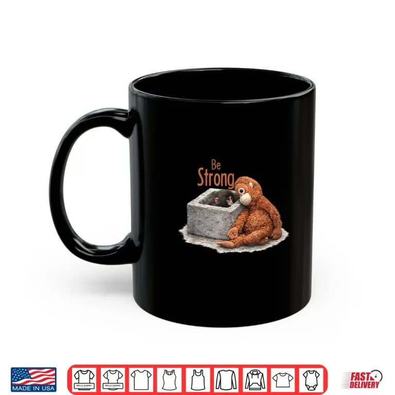 Mug Cute Baby Monkey Punch with his Orangutan Stuffed Toy Shirt