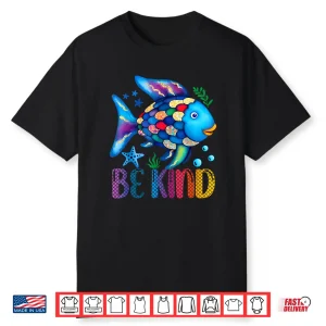 Kids Be Kind Rainbow Scale Fish Teacher Reading Book Toddler Shirt