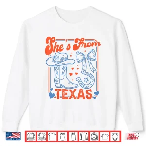 She'S From Texas Cowgirl Boots Flowers Bow Retro Western Shirt 2 Sweatshirt Shes from Texas Cowgirl Boots Flowers Bow Retro Western Shirt