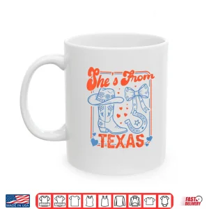 She'S From Texas Cowgirl Boots Flowers Bow Retro Western Shirt 3 Mug Shes from Texas Cowgirl Boots Flowers Bow Retro Western Shirt
