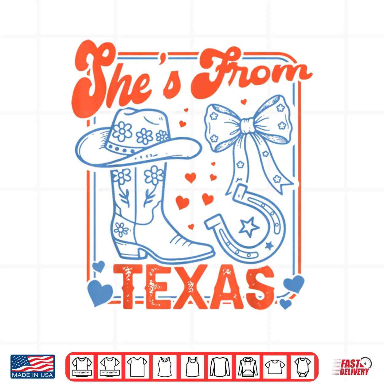 She’S From Texas Cowgirl Boots Flowers Bow Retro Western Shirt She’S From Texas Cowgirl Boots Flowers Bow Retro Western Shirt