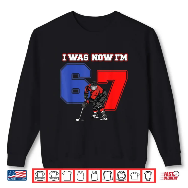 Sweatshirt 7 Year Old Birthday I was 6 Now Im 7 Hockey Sport Lover Boy Shirt