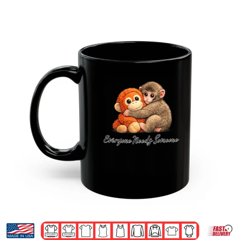 Mug Cute Baby Monkey Punch Plush Hugging Shirt