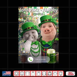 Design Funny St Patricks Day John Pork and Ai Baby is Calling Shirt