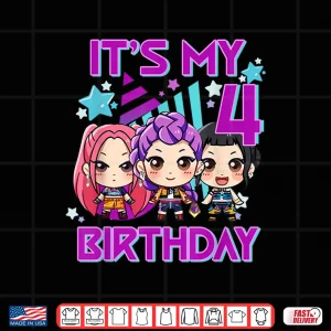 Design 4 Years Old Birthday K pop Kids 4th Birthday Girls K pop Shirt