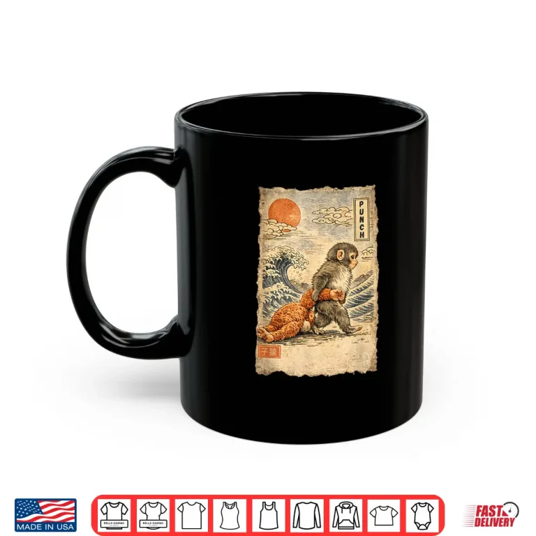 Mug Kawaii Baby Monkey Punch Cute Japanese Macaque Ukiyo e Art Shirt