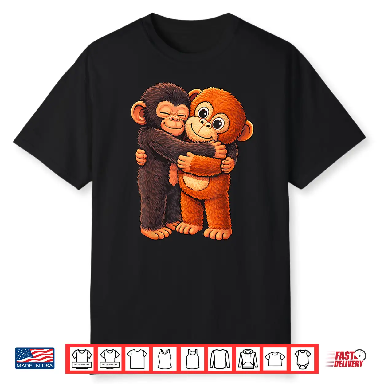 Punch Cute Baby Monkey With Stuffed Stand Hugging Shirt Punch Cute Baby Monkey With Stuffed Stand Hugging Shirt