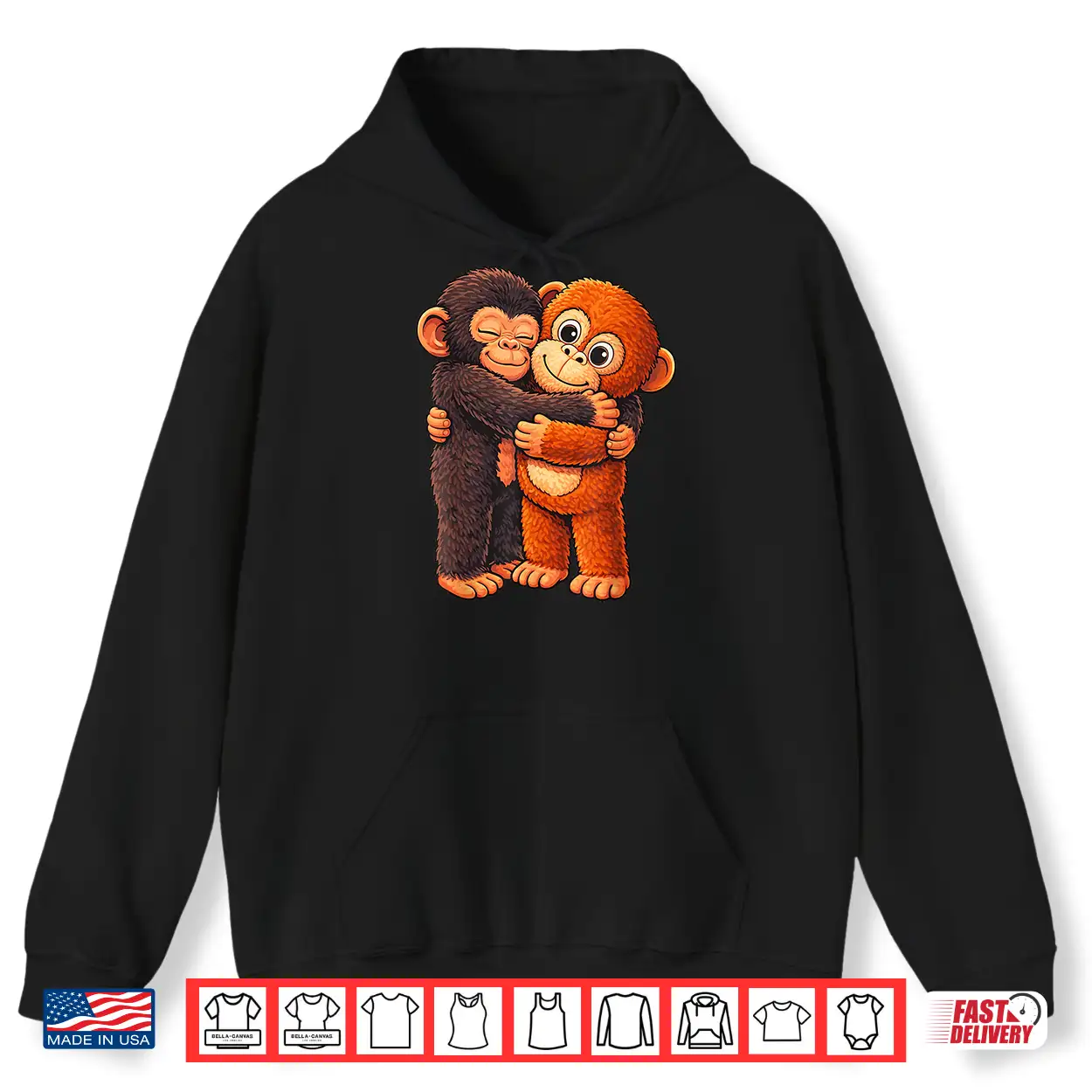 Punch Cute Baby Monkey With Stuffed Stand Hugging Shirt Punch Cute Baby Monkey With Stuffed Stand Hugging Shirt