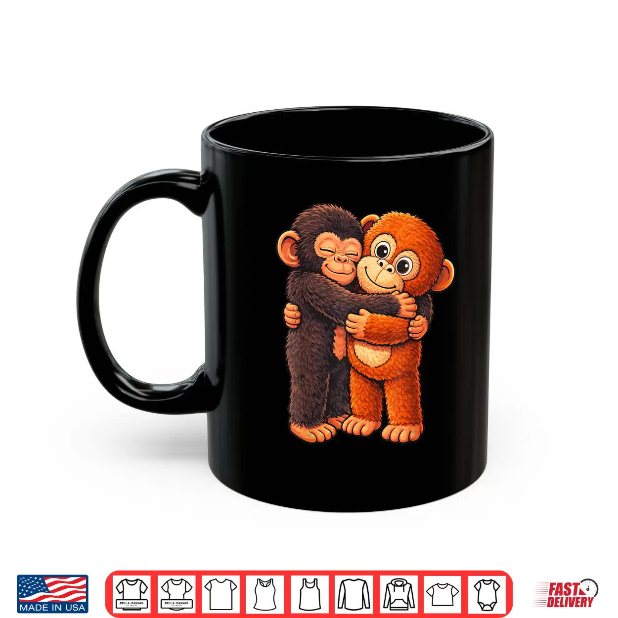 Punch Cute Baby Monkey With Stuffed Stand Hugging Shirt Punch Cute Baby Monkey With Stuffed Stand Hugging Shirt