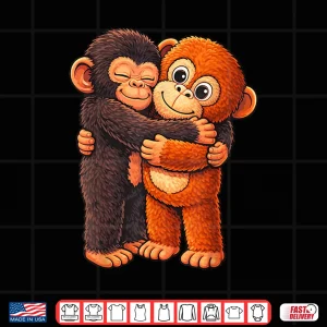 Punch Cute Baby Monkey With Stuffed Stand Hugging Shirt 4 Design Punch Cute Baby Monkey with Stuffed Stand Hugging Shirt