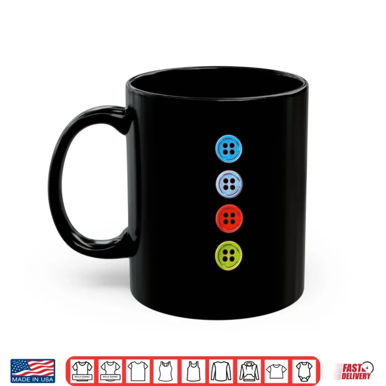 Mug Four Groovy Buttons Blue Cat Funny Halloween Costume Kids Shirt