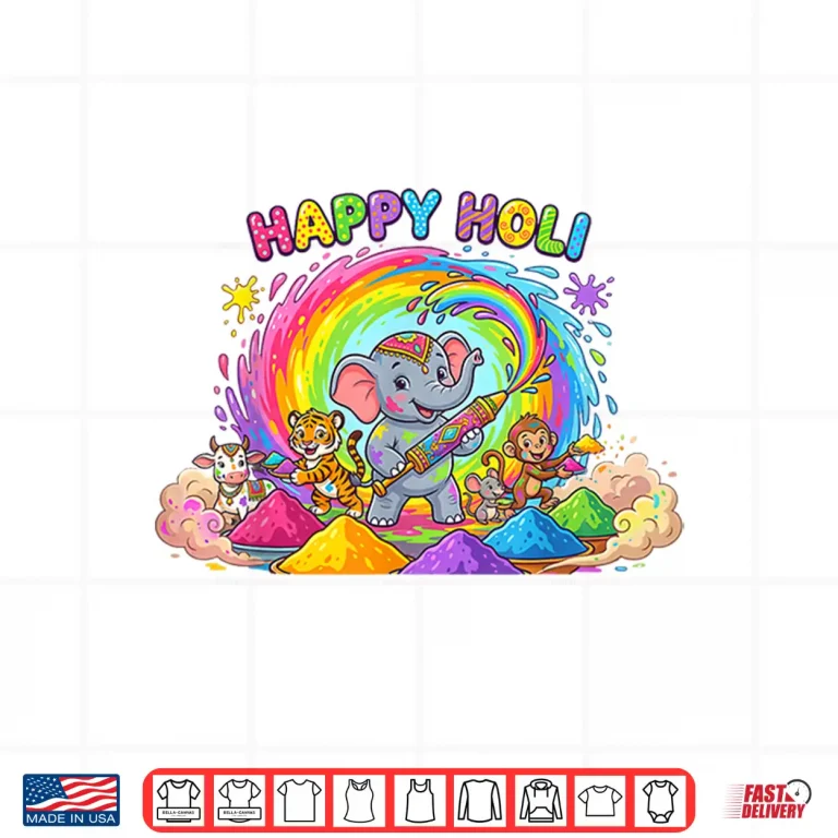 Happy Holi Festival India Color Elephant Hindu Toddler Kids Shirt 4 Design Happy Holi Festival India Color Elephant Hindu Toddler Kids Shirt