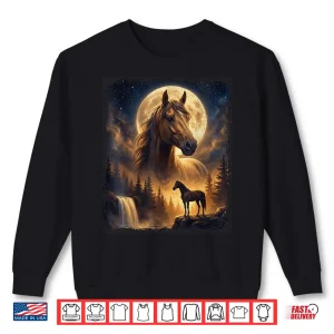 Sweatshirt Mystical Retro Majestic Horse Spirit Animal Full Moon Nature Shirt