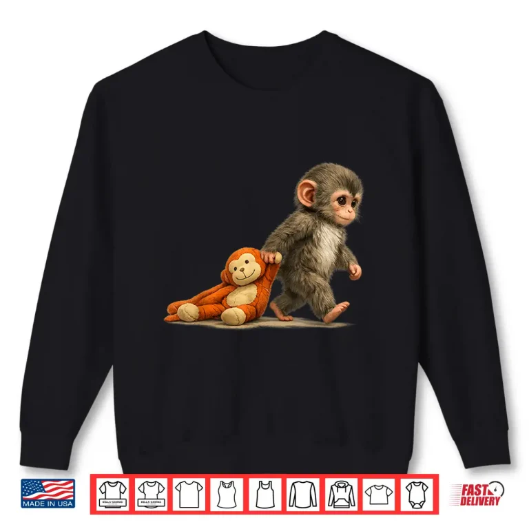 Monkey Punch Baby Macaque Little Punch Big Cute Love Plush Shirt 2 Sweatshirt Monkey Punch Baby Macaque Little Punch Big Cute Love Plush Shirt