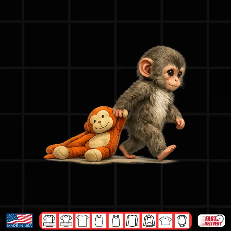 Monkey Punch Baby Macaque Little Punch Big Cute Love Plush Shirt 4 Design Monkey Punch Baby Macaque Little Punch Big Cute Love Plush Shirt