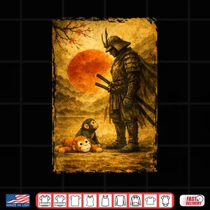 Design Samurai Warrior Baby Monkey Punch Vintage Japanese Art Shirt