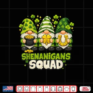 Design St Patricks Day Gnomes Shenanigans Squad Saint Pattys Womens Shirt