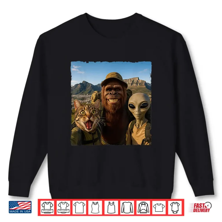 Sweatshirt Bigfoot Alien Cat Funny Selfie Hiking Squad Cape Town Shirt