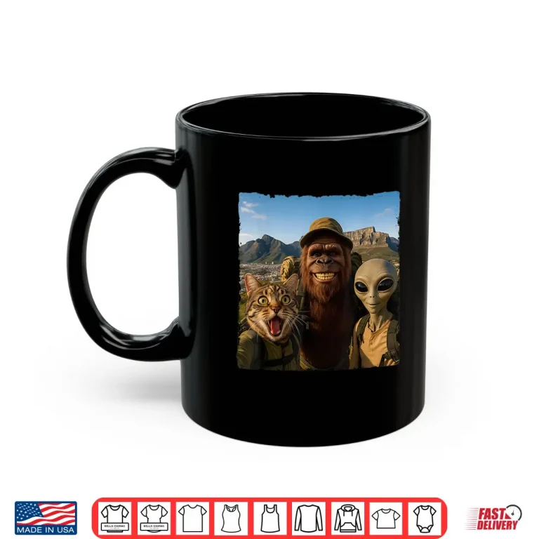 Mug Bigfoot Alien Cat Funny Selfie Hiking Squad Cape Town Shirt