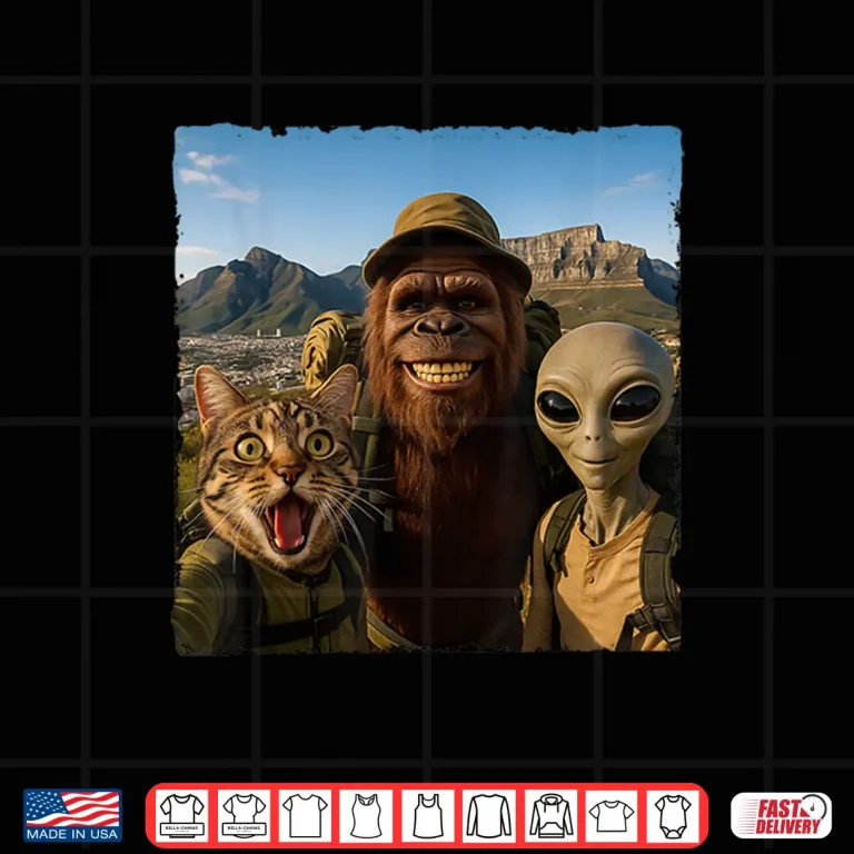 Design Bigfoot Alien Cat Funny Selfie Hiking Squad Cape Town Shirt