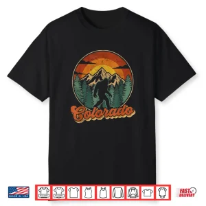 Colorado Mountain Hiking Bigfoot Retro Eighties Sasquatch Shirt