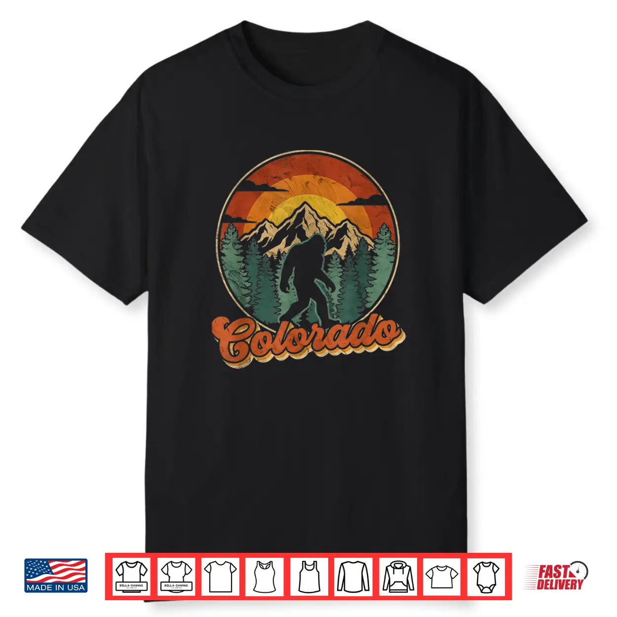 Colorado Mountain Hiking Bigfoot Retro Eighties Sasquatch Shirt Colorado Mountain Hiking Bigfoot Retro Eighties Sasquatch Shirt