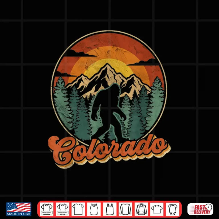 Design Colorado Mountain Hiking Bigfoot Retro Eighties Sasquatch Shirt