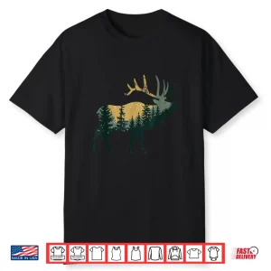 Elk Hunting Hiking Outdoor Camping Forest Animal Graphic Shirt