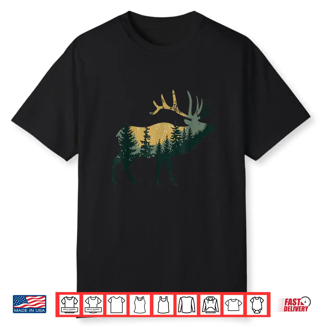 Elk Hunting Hiking Outdoor Camping Forest Animal Graphic Shirt Elk Hunting Hiking Outdoor Camping Forest Animal Graphic Shirt