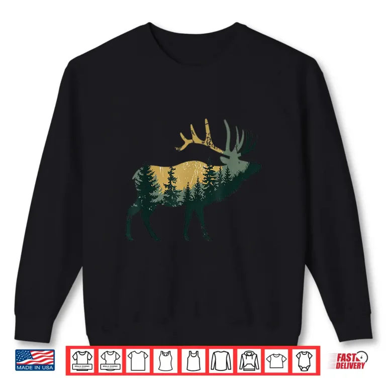 Elk Hunting Hiking Outdoor Camping Forest Animal Graphic Shirt 2 Sweatshirt Elk Hunting Hiking Outdoor Camping Forest Animal Graphic Shirt