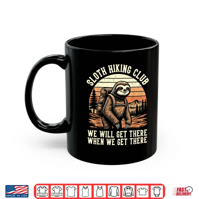 Mug Funny Sloth Hiking Club Outdoor Hiker Vintage Graphic Shirt