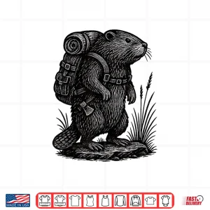 Design Hiking Beaver Backpacking Animals Funny Cottagecore Castor Shirt
