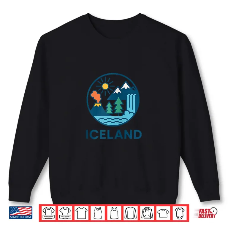 Sweatshirt Iceland Travel Adventure Mountain Hiking Nature Waterfall Shirt