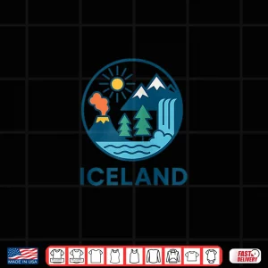 Design Iceland Travel Adventure Mountain Hiking Nature Waterfall Shirt