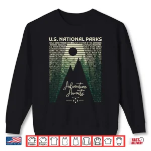 Sweatshirt National Parks List US Park Vintage Camping Hiking Graphic Shirt