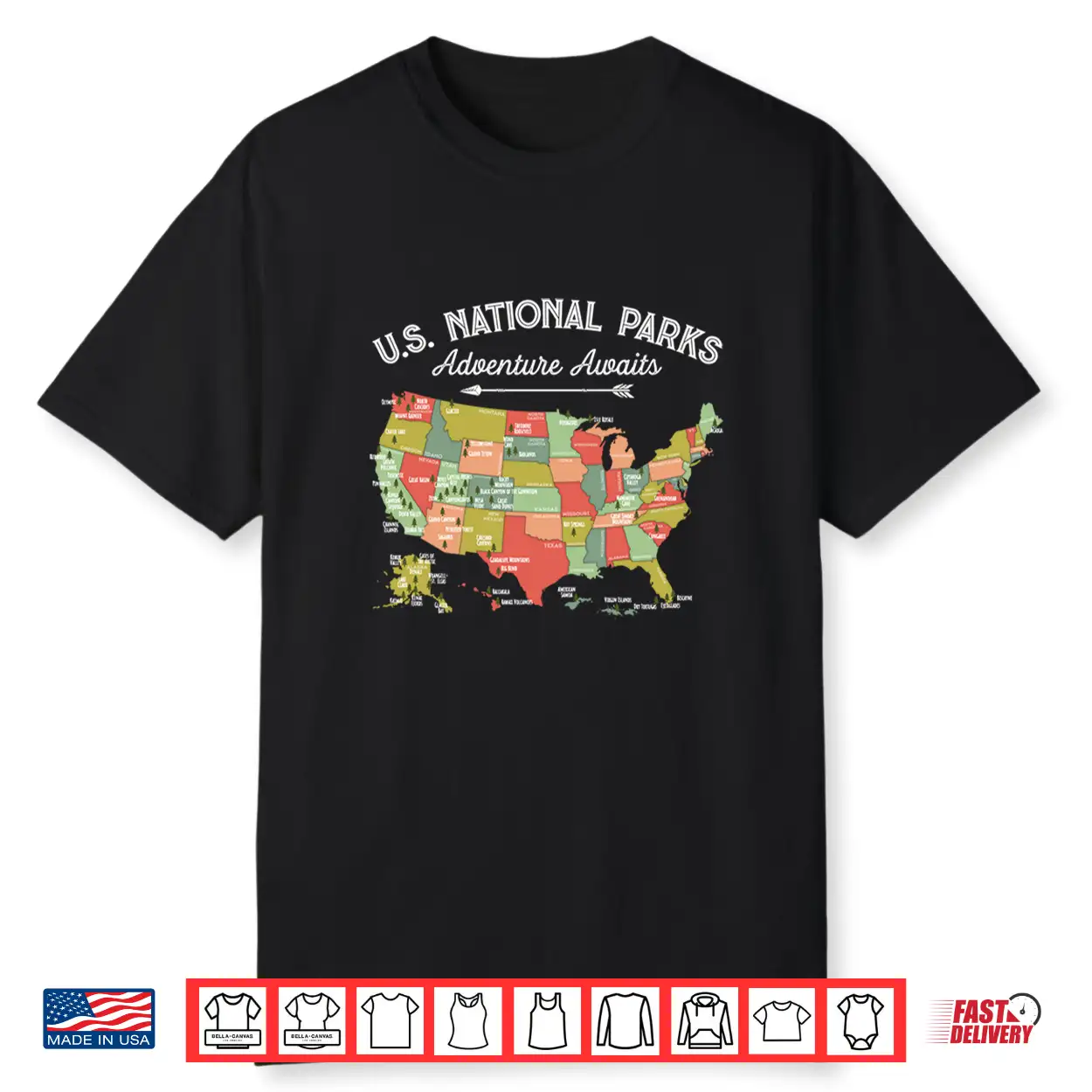National Parks Map Camping Athletic Hiking Graphic Shirt National Parks Map Camping Athletic Hiking Graphic Shirt