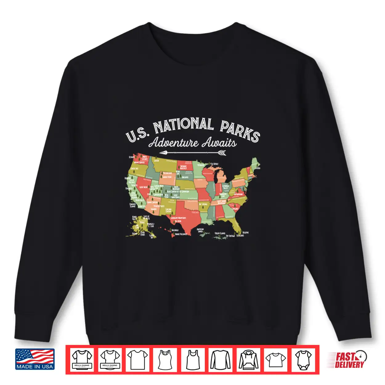 National Parks Map Camping Athletic Hiking Graphic Shirt National Parks Map Camping Athletic Hiking Graphic Shirt