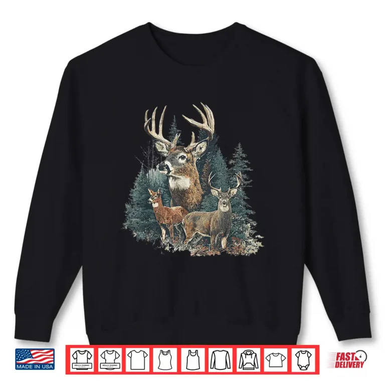 Sweatshirt Retro Forest Deer Wildlife Animal Nature Camping Camper Shirt