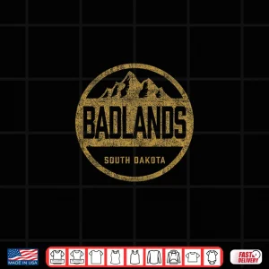 Design Retro Badlands South Dakota National Park Hiking Graphic Shirt