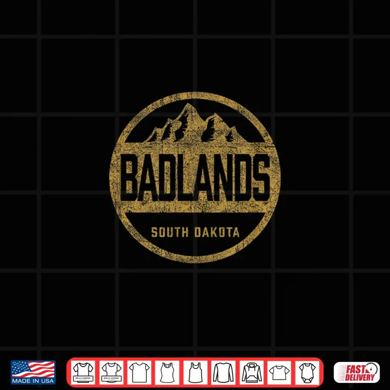 Design Retro Badlands South Dakota National Park Hiking Graphic Shirt