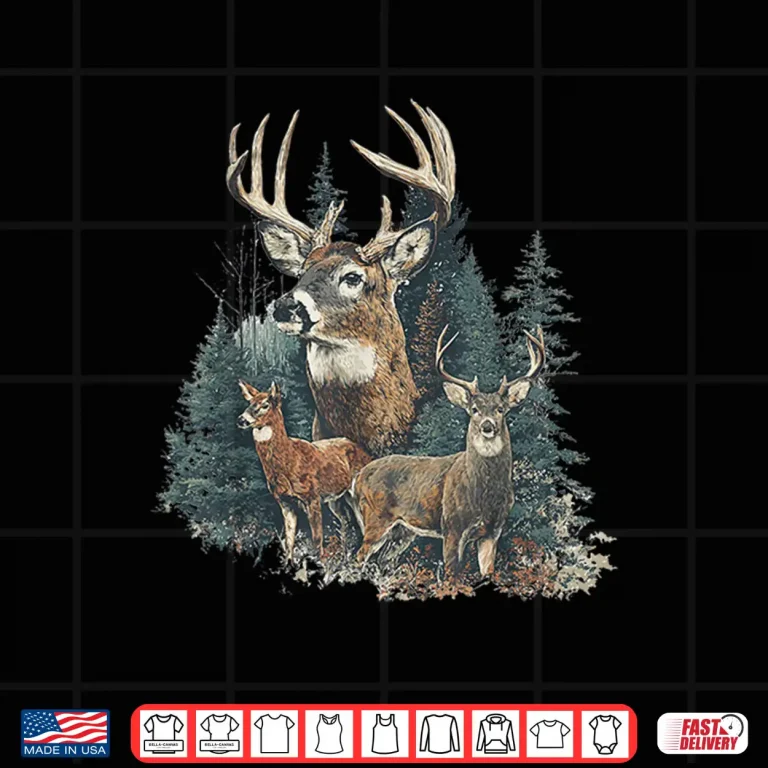 Design Retro Forest Deer Wildlife Animal Nature Camping Camper Shirt