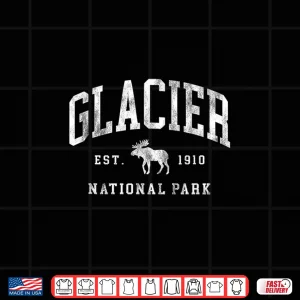 Design Retro Glacier National Park Established Nineteen Ten Hiking Shirt