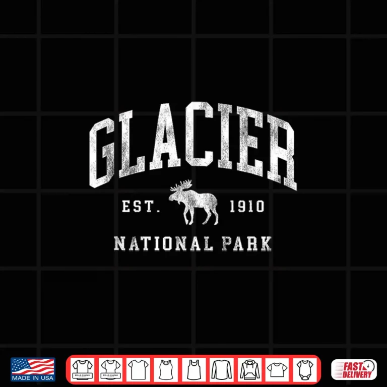 Design Retro Glacier National Park Established Nineteen Ten Hiking Shirt